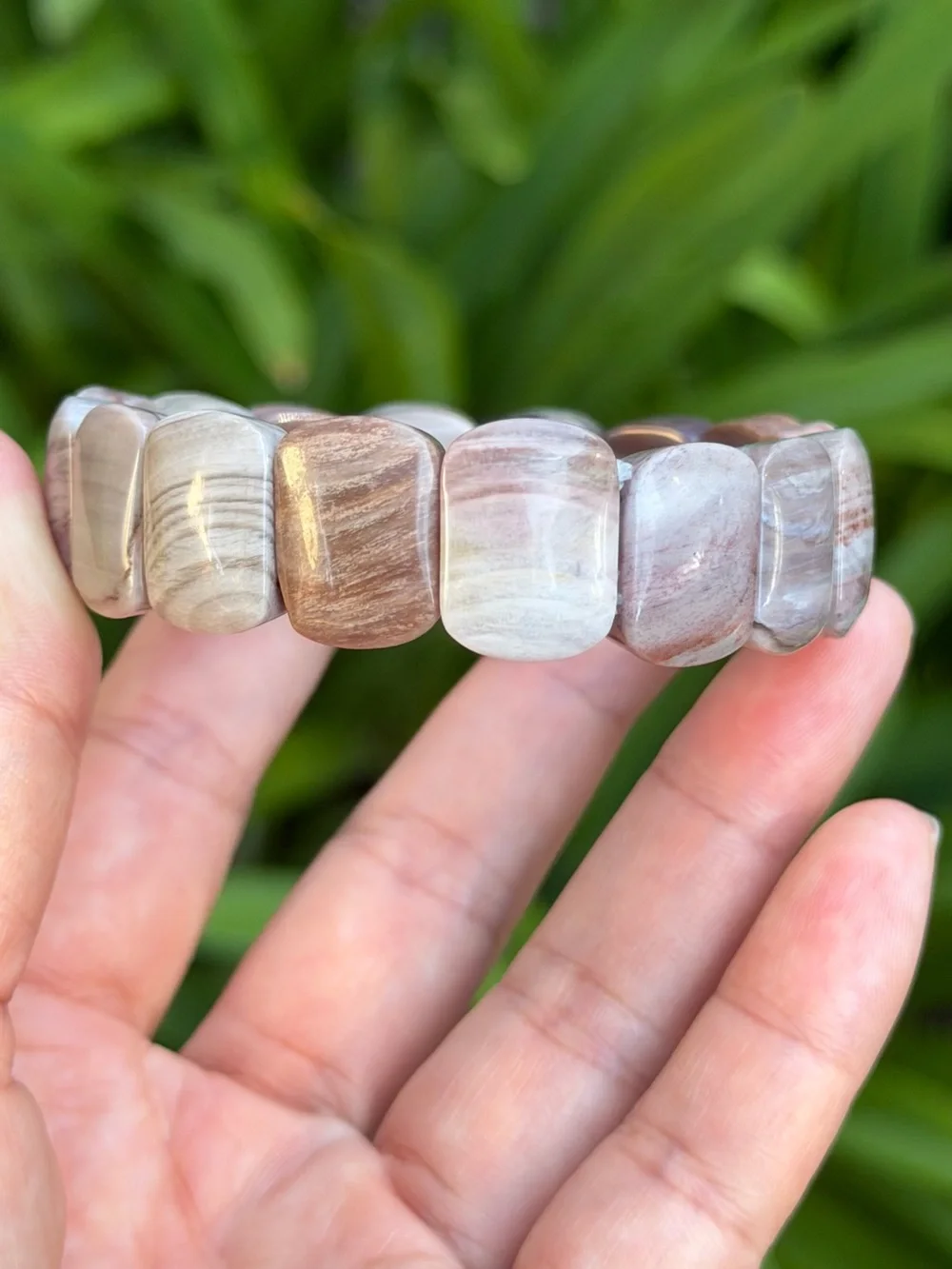 6.75 inches stretchable petrified wood soft bangle‎ 1535